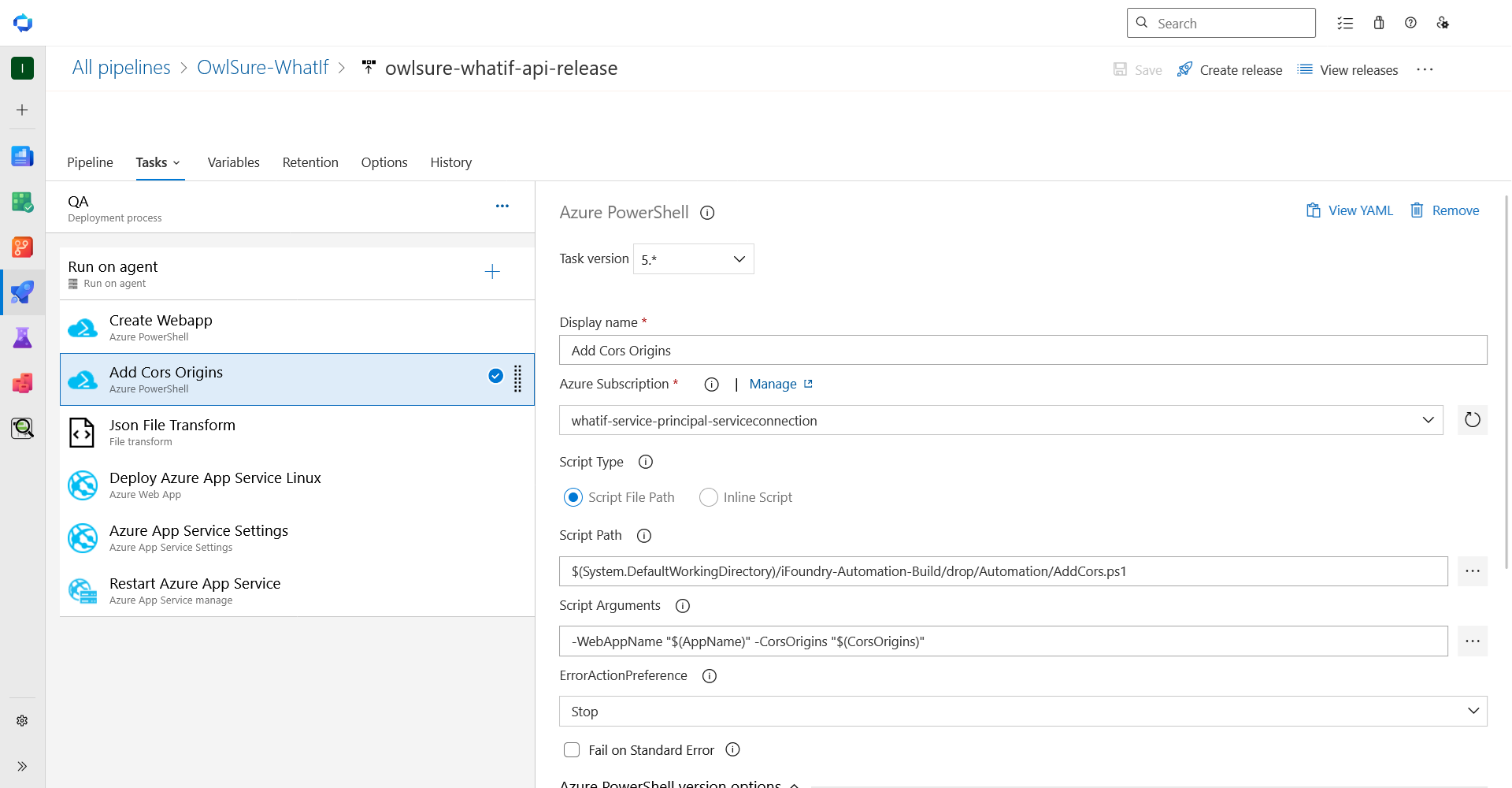 Add CORS Origins task